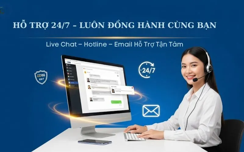 Hỗ Trợ Khách Hàng 247 Qua Live Chat, Hotline, Email